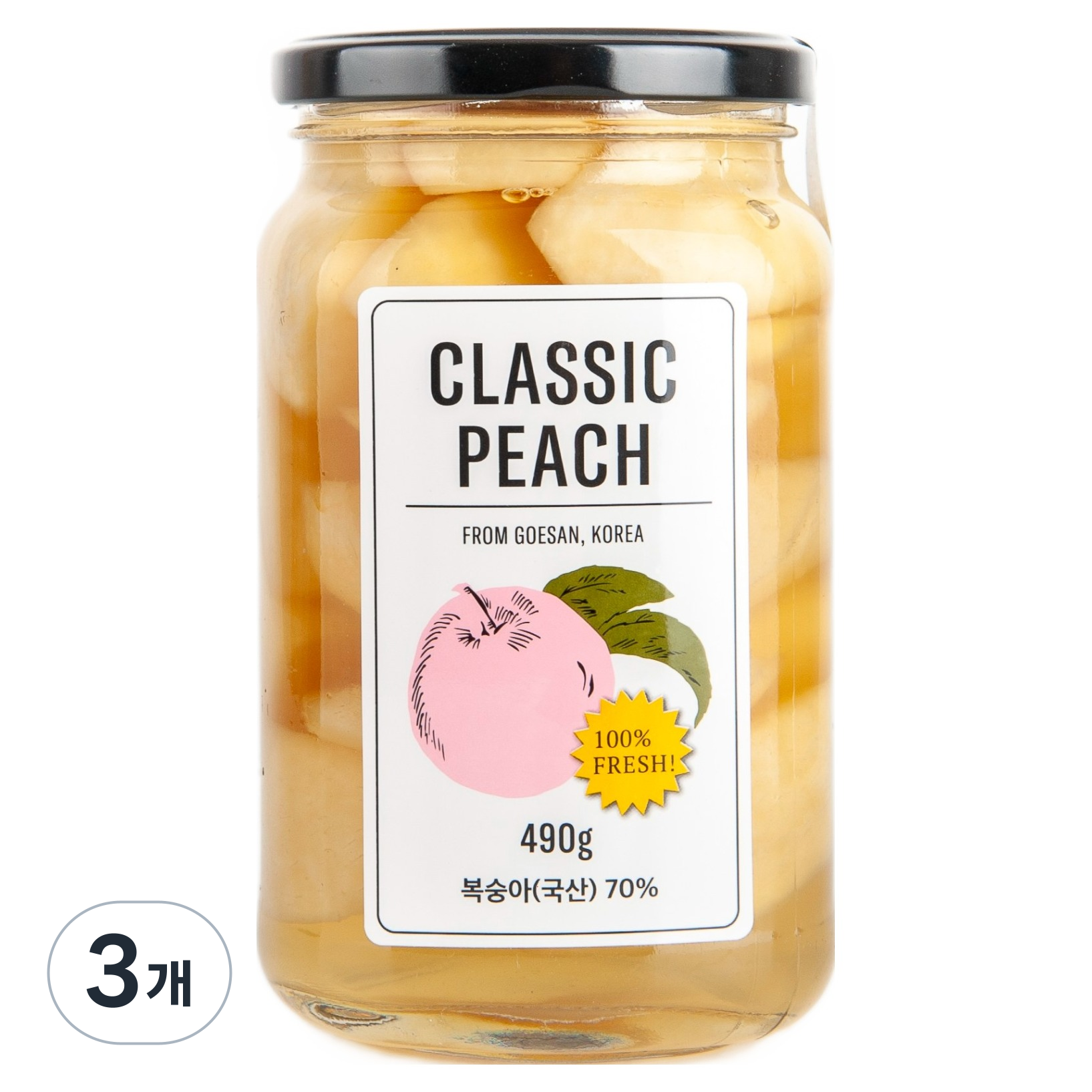 클래식농원 복숭아 병조림 백도, 490g, 3개 30,750원