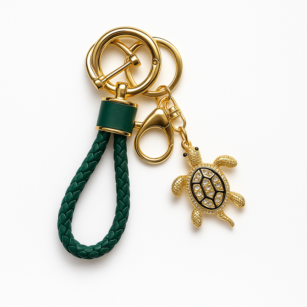 다은랜드 가죽 스트랩 장수 재운 행운의 상징 큐빅 골드거북이 키링, 그린, 1개 10,780원