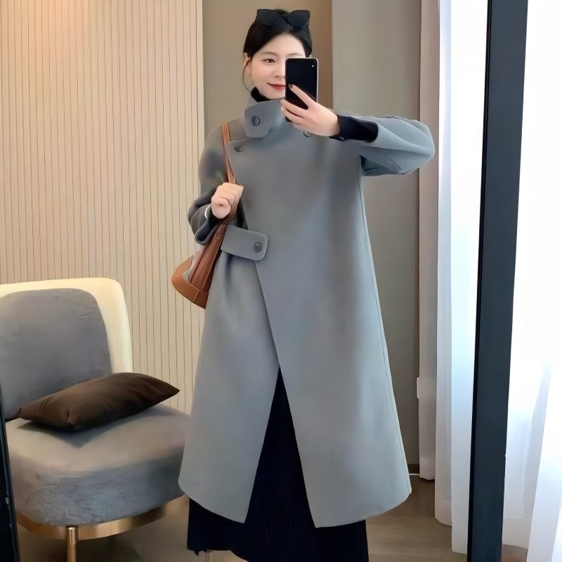 TIMEPURE 여성 프리미엄 하이넥 긴 코트 클래식하고 모던한 실루엣 세련된 따뜻한 아우터 오피스룩과 캐주얼 룩, 현재가 33,900원