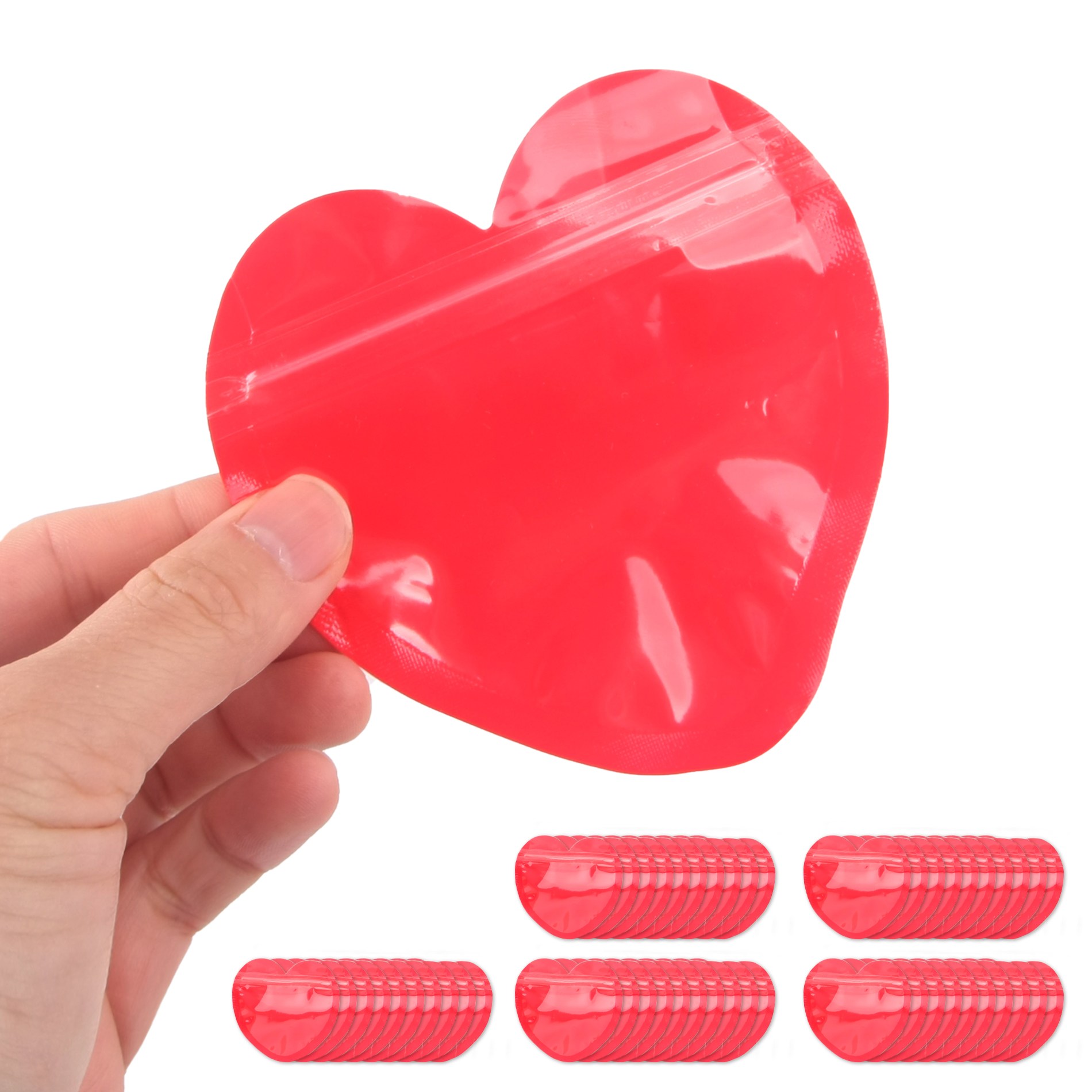 하트 미니 지퍼백 악세사리 선물 포장봉투 50장, 1세트, 레드 6,500원