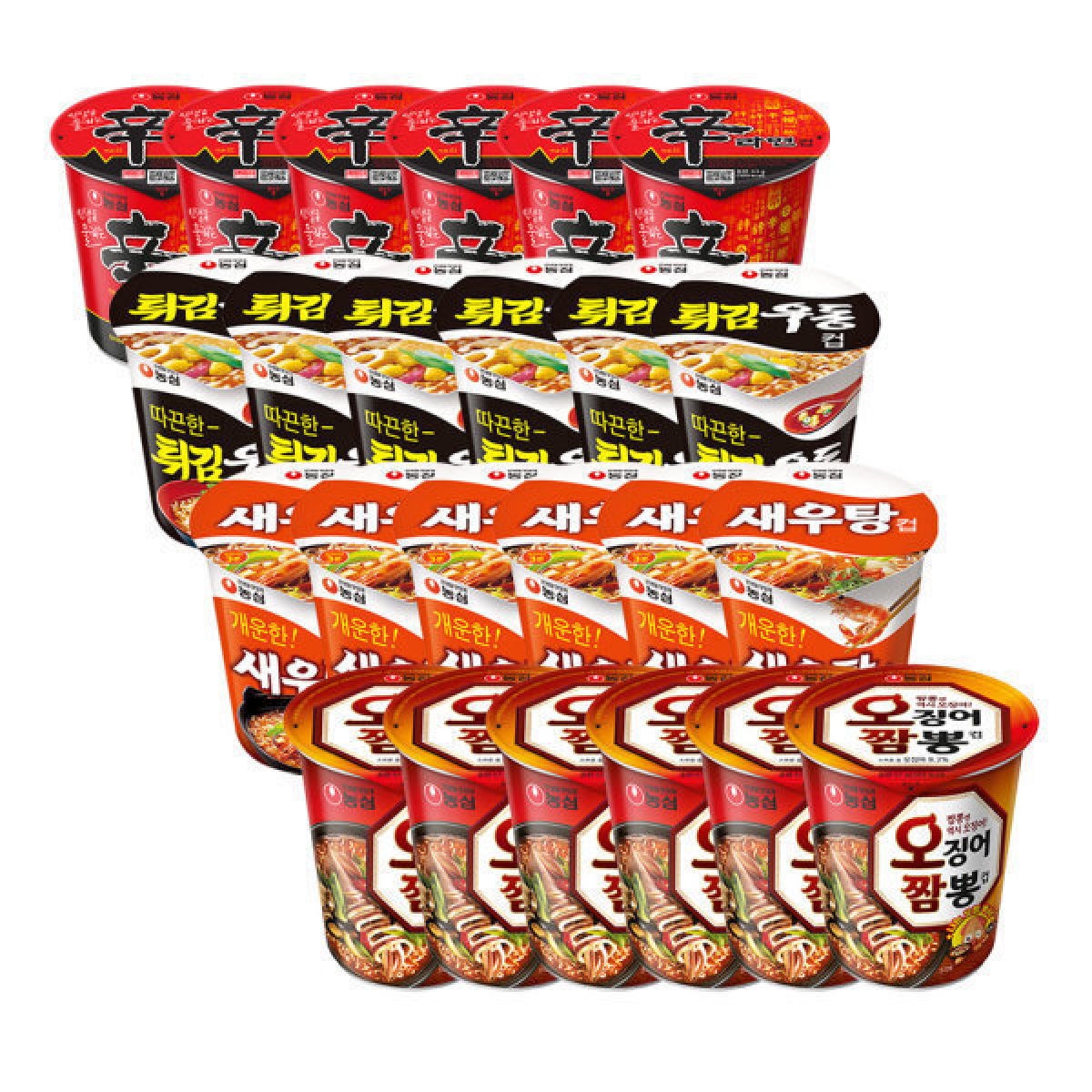 신라면+튀김우동+새우탕+오짬뽕,소컵라면,6입씩(총24개) 28,300원