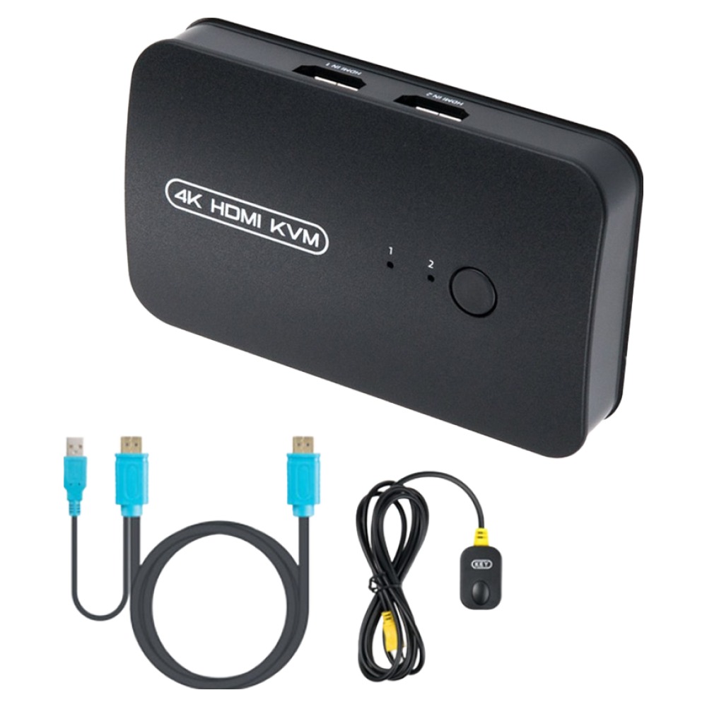 와이텍 2포트 HDMI KVM 스위치 선택기 USB 3포트 전용케이블 + 유선리모컨 세트 34,290원