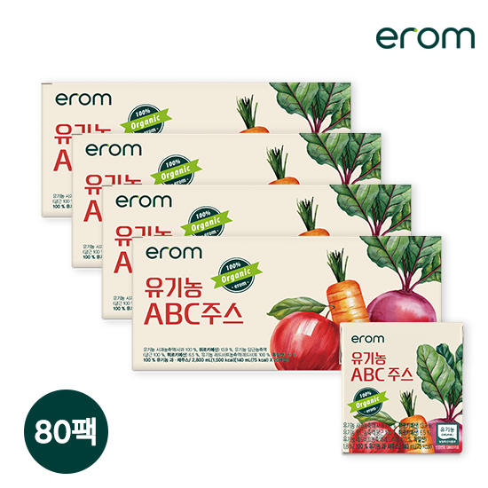 이롬 [임박특가][이롬]유기농 ABC주스 80팩(140mlx20입x4)(소비기한 26.04 이후) 52,380원