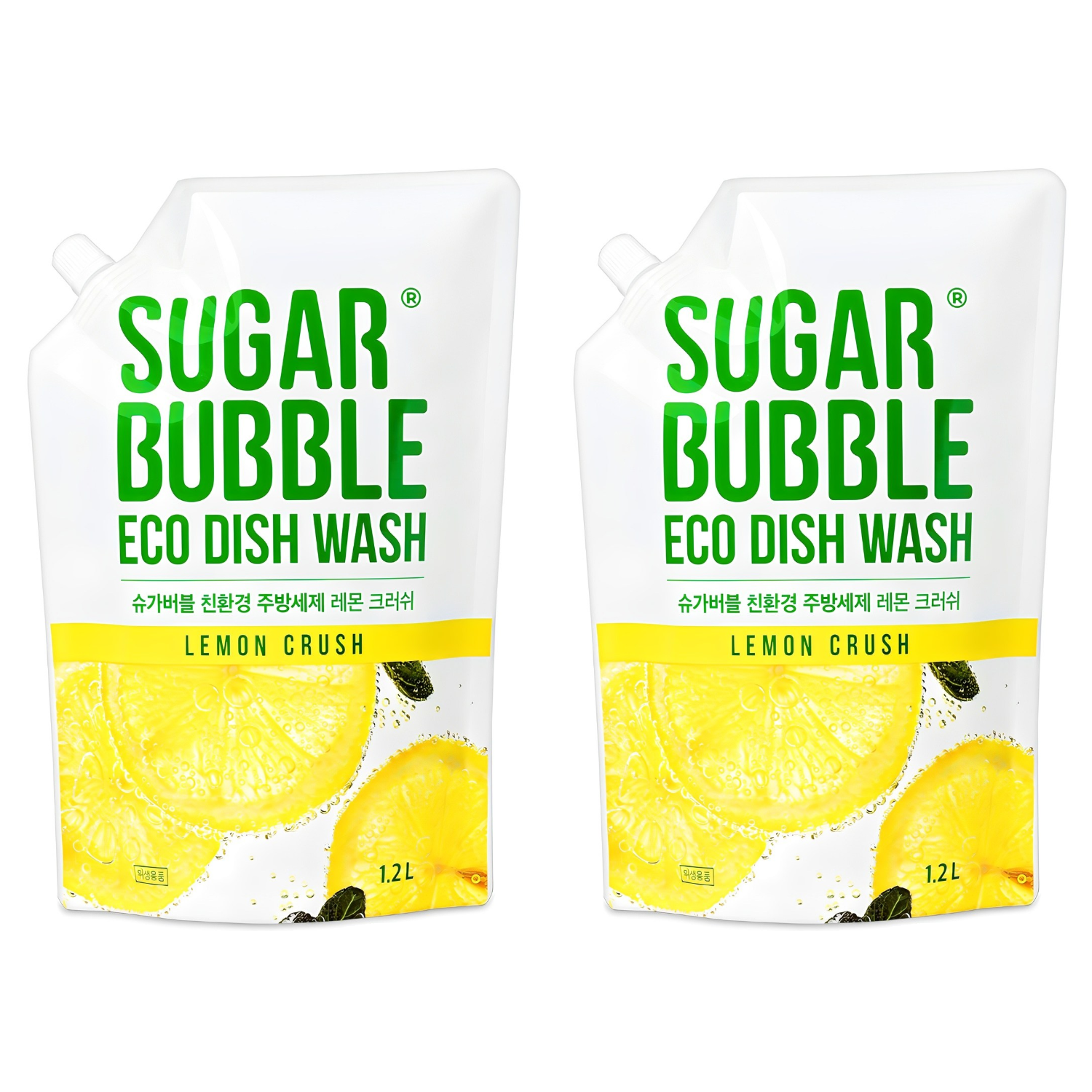 슈가버블 친환경 주방세제 레몬 크러쉬 리필, 1.2L, 2개 8,600원