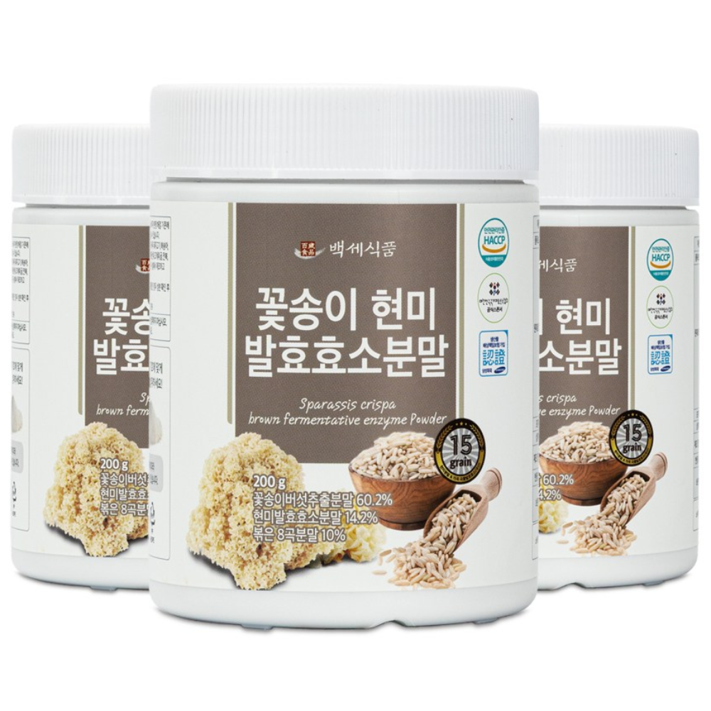 백세식품 꽃송이버섯 현미발효효소 베타글루칸 분말 가루 200g통 40일분 HACCP인증 91,790원