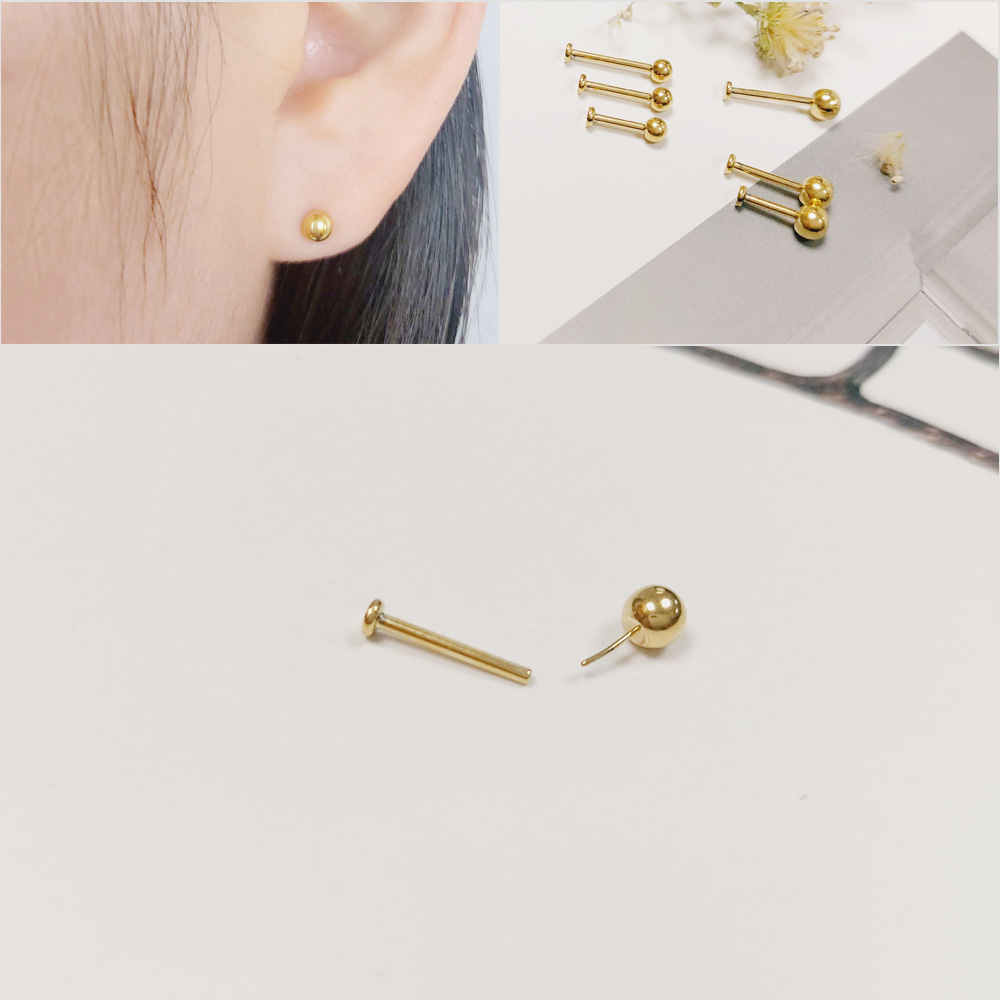 매드킨 [STP-007] 티타늄 베이직볼 (PVD 골드) Push Pin 피어싱 14,900원