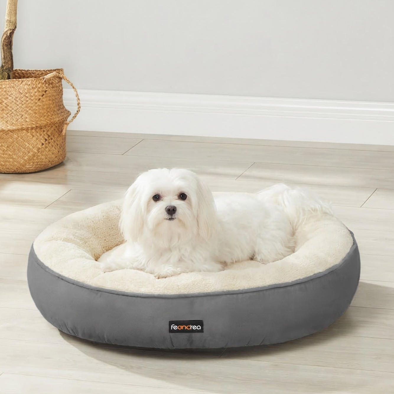 FEANDREA 반려동물 꿀잠 푹신한 미끄럼 방지 도넛 강아지 방석 쿠션, 1개, 다크 그레이 23,290원