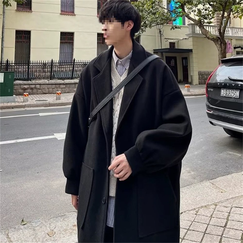 AOKADA 남성 봄 가을 오버핏 모직 하프 코트 27,810원