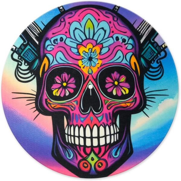 sdroceRyaM턴테이블 플래터 매트 12인치 레코드 펠트 스컬 패턴 비닐 LP DJ 턴테이블 플레이어용 정전기 방지 슬립 진동 감소 및 사운드 선명도 향상 스타일 A 35,000원