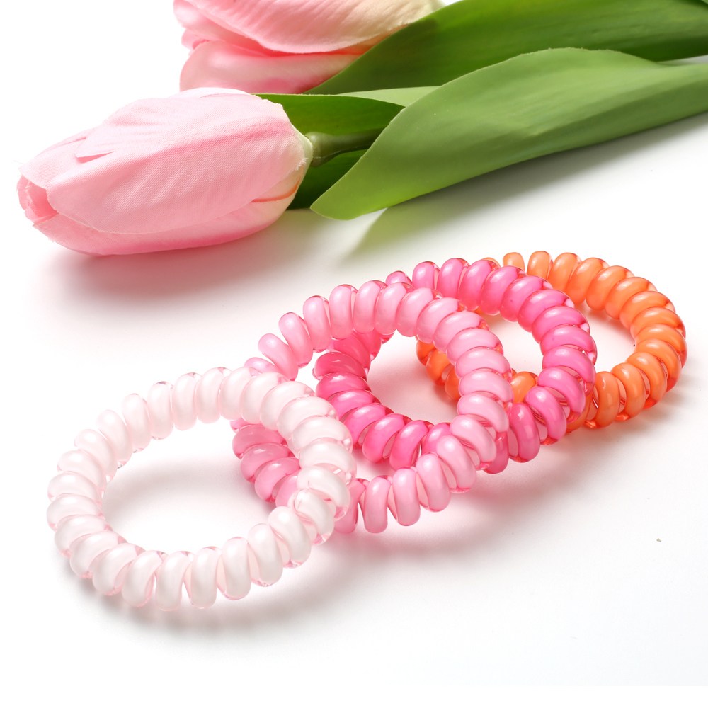 골드티아라 전화선 스프링 머리끈 4종세트 1,200원