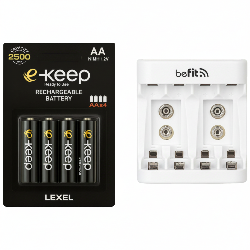 렉셀 e-keep 고용량 AA충전지 4알+비핏 4구 충전기세트 16,000원