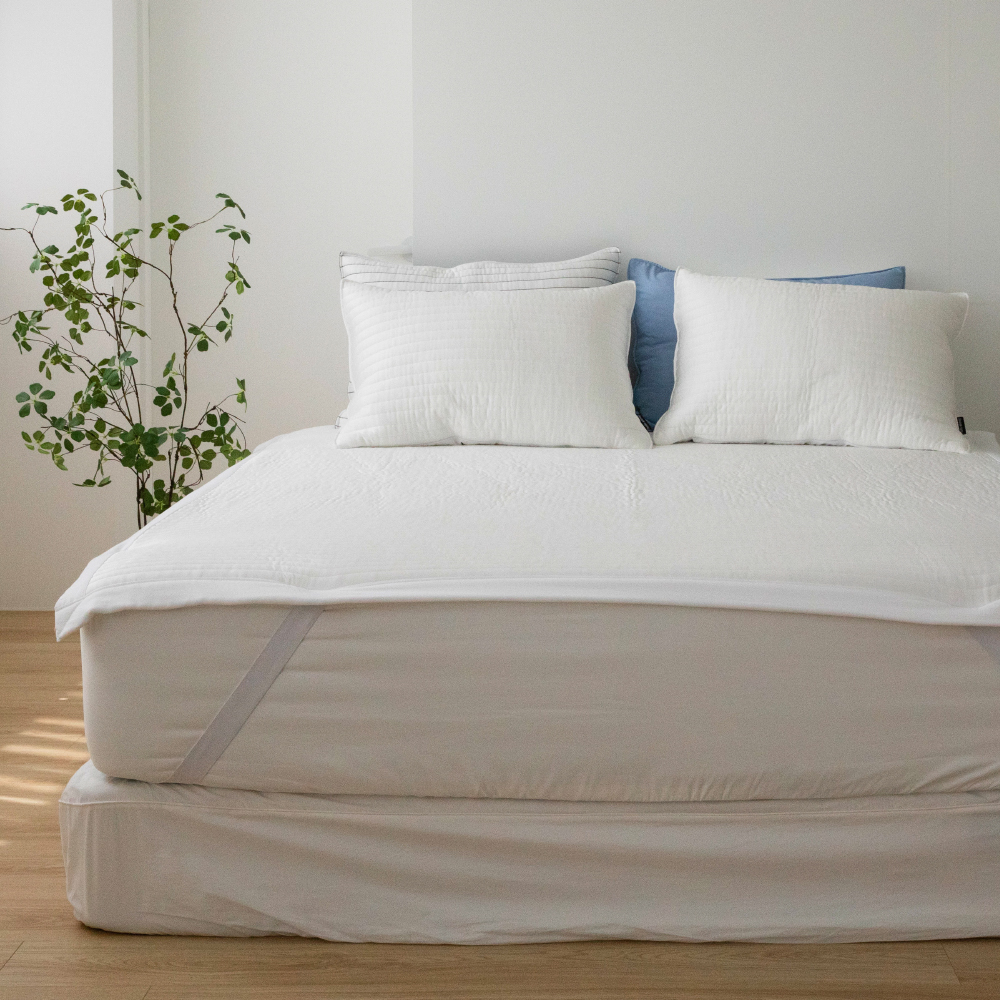 헬로우슬립 터치쿨 라인 냉감 고정밴딩 침대패드, 화이트라인 56,900원