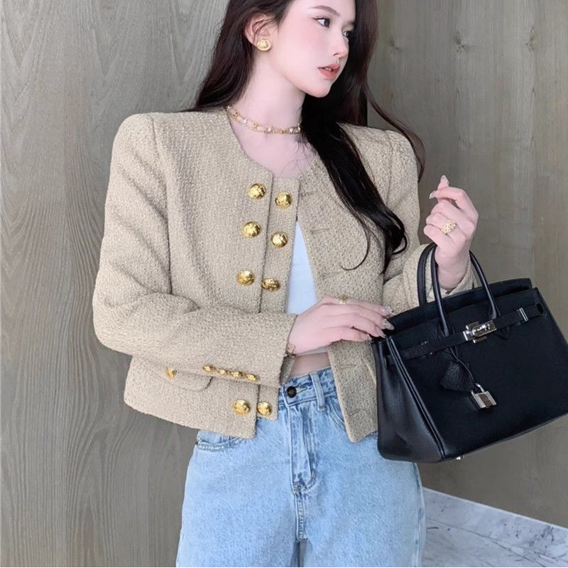 SAHINER 여성 트위드 자켓 숏 기장 골드 단추 클래식 봄가을 아우터 AWT47 26,900원
