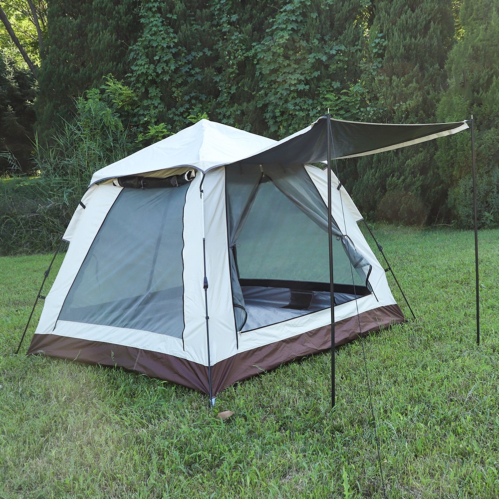 크크캠프 100% 차양 블랙 코팅 렉타 원터치 캠핑 텐트, 6인용(240×240×190cm), 베이지 87,800원