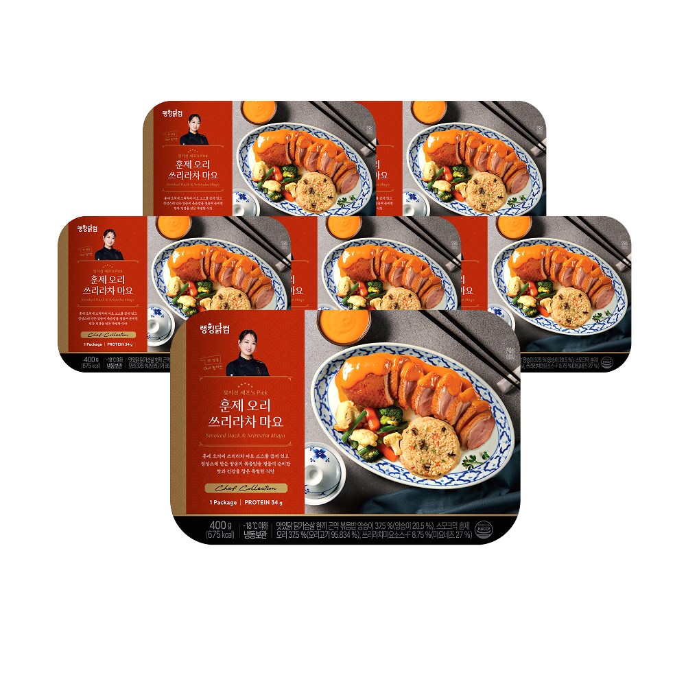 [랭킹닭컴] 정지선 셰프's Pick 프리미엄도시락 훈제오리 쓰리라차마요, 6개, 400g 69,480원