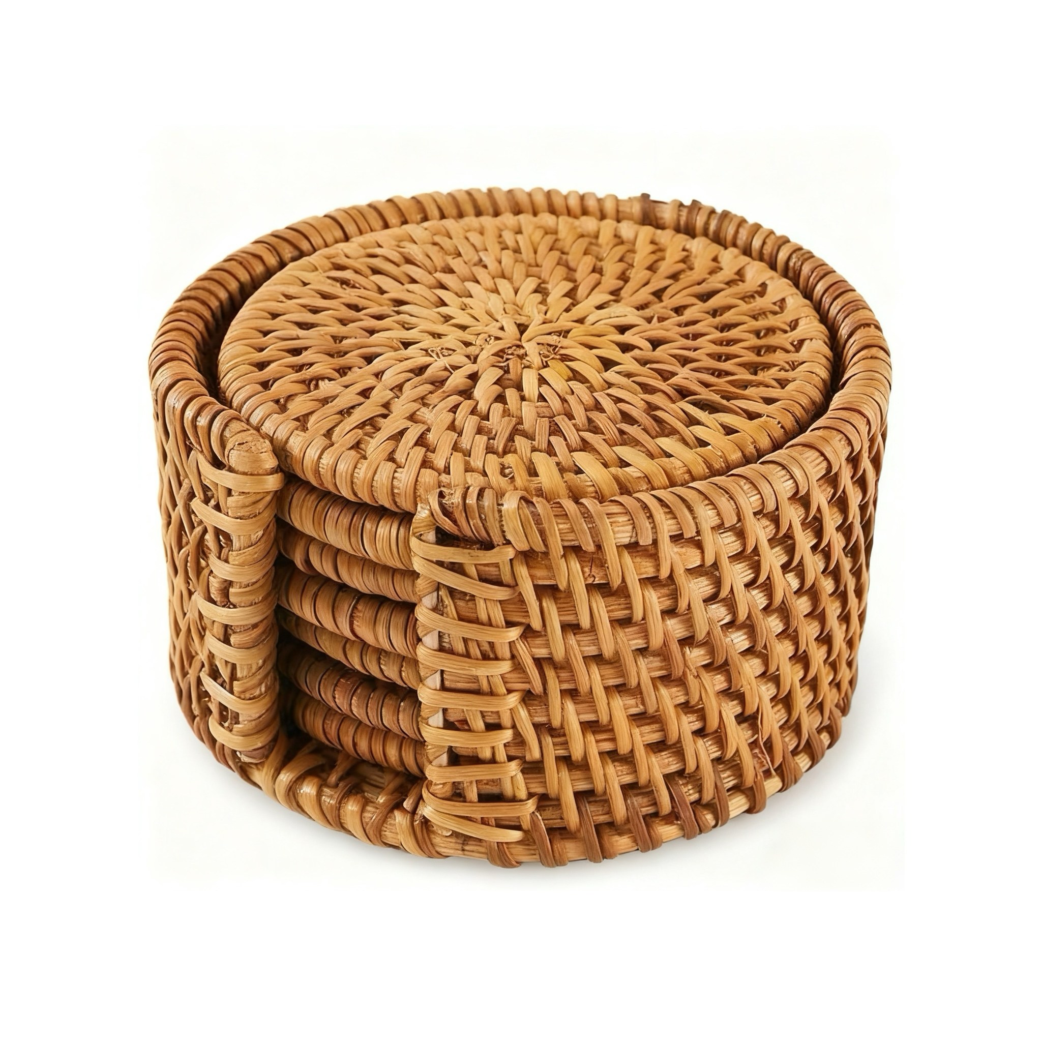 패턴시스템핸드메이드 라탄 티코스터 세트 6P + 수납케이스내추럴 컵받침 인테리어 감성집들이 선물 추천 12,900원