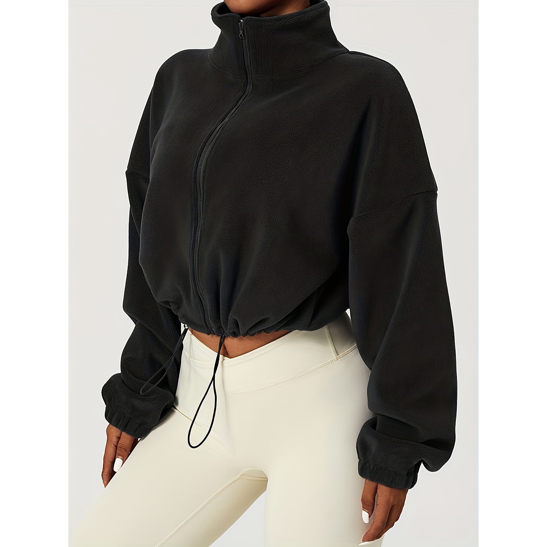 파스치노 여성 하이넥 크롭 집업 보온 후리스 자켓 22,900원