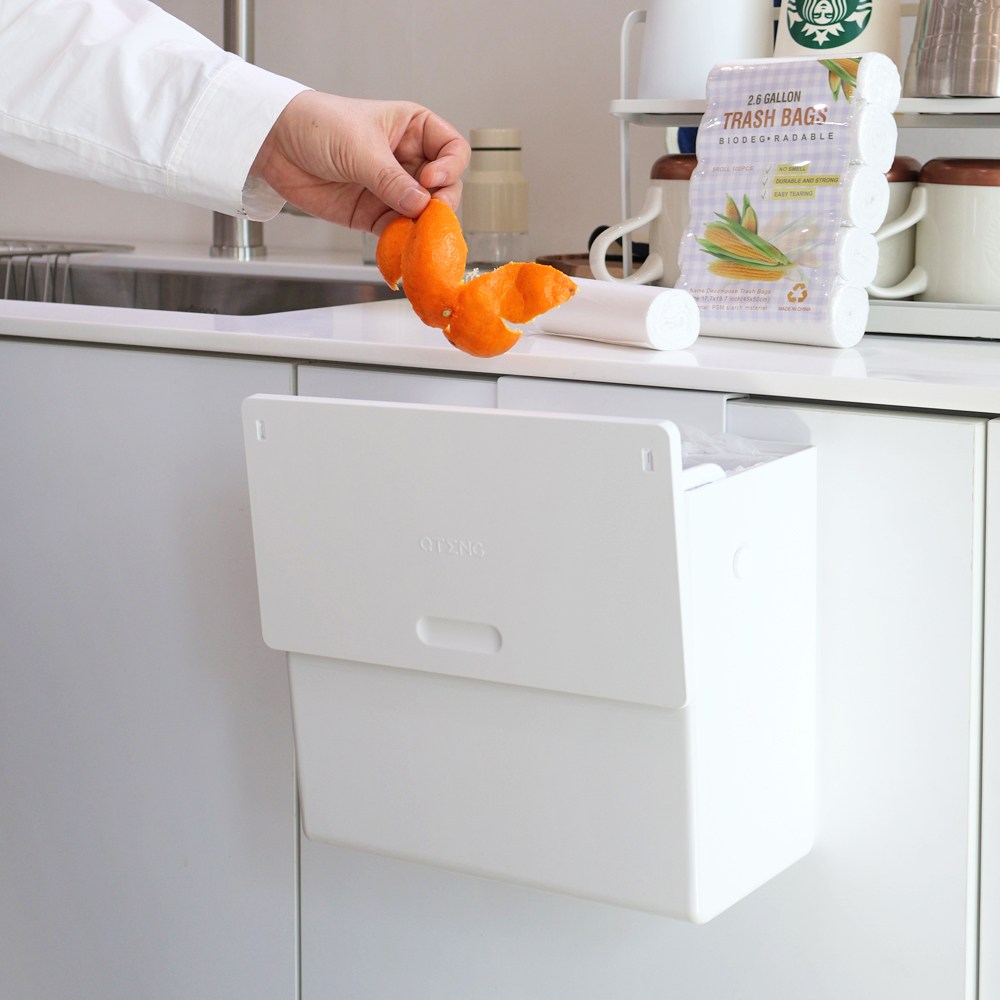 이지유 공중부양 쓰레기통 6L 무타공 싱크대 걸이형 사각 휴지통, 화이트, 1개 15,900원