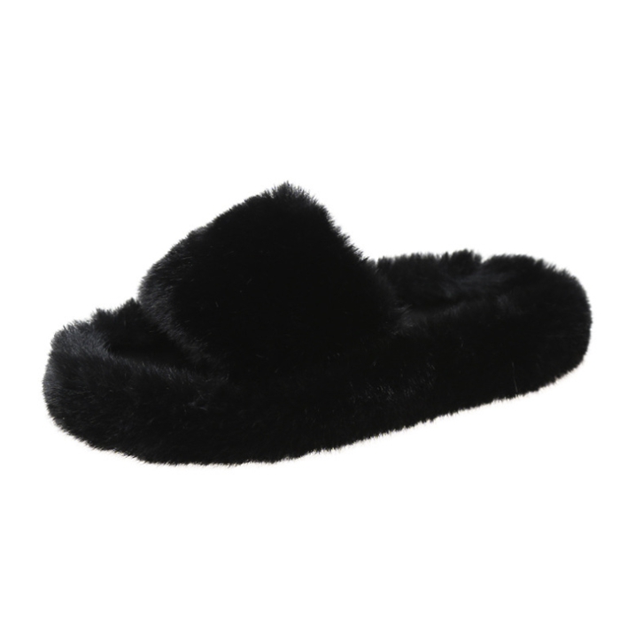 OSON 부드러운 털 슬리퍼 오픈토 페이크퍼 여성 실내와 보온 토끼털 거실화 6,500원