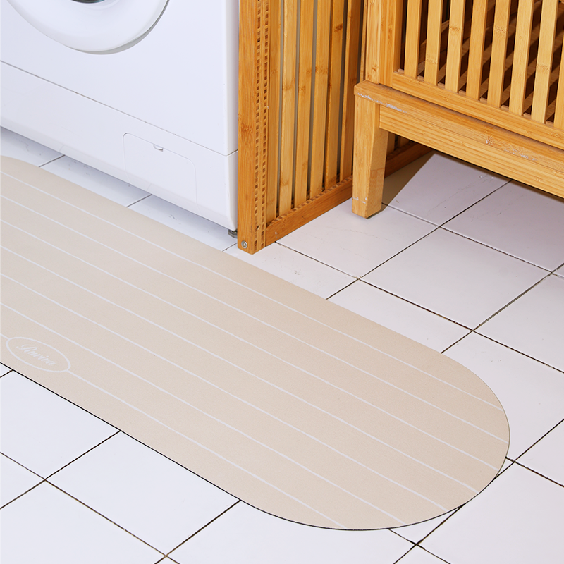 루비바 빨아쓰는 규조토3세대 발매트 레트로 타원형 욕실 주방 매트, 버터크림 베이지, 1개 12,370원