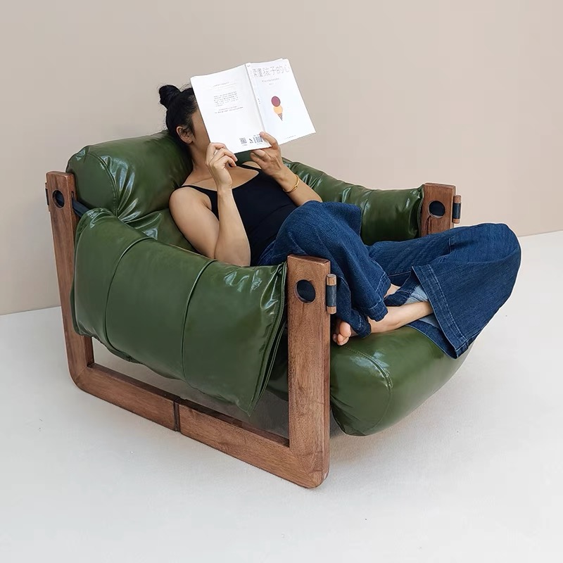 빈티지 소파 인플루언서 쇼파 순원목 1인용쇼파 모던 심플 소파베드 북유럽 스타일 리클라이너쇼파 아메리칸 빈티지 1인쇼파, 빈티지 그린 248,500원