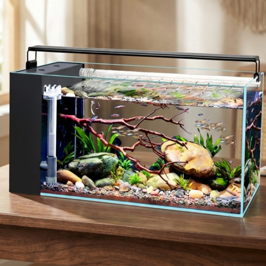 The클린 스마트 무환수 어항 일체형 여과기 조명세트 소형 인테리어 수조, 1세트, 강화유리 78,000원
