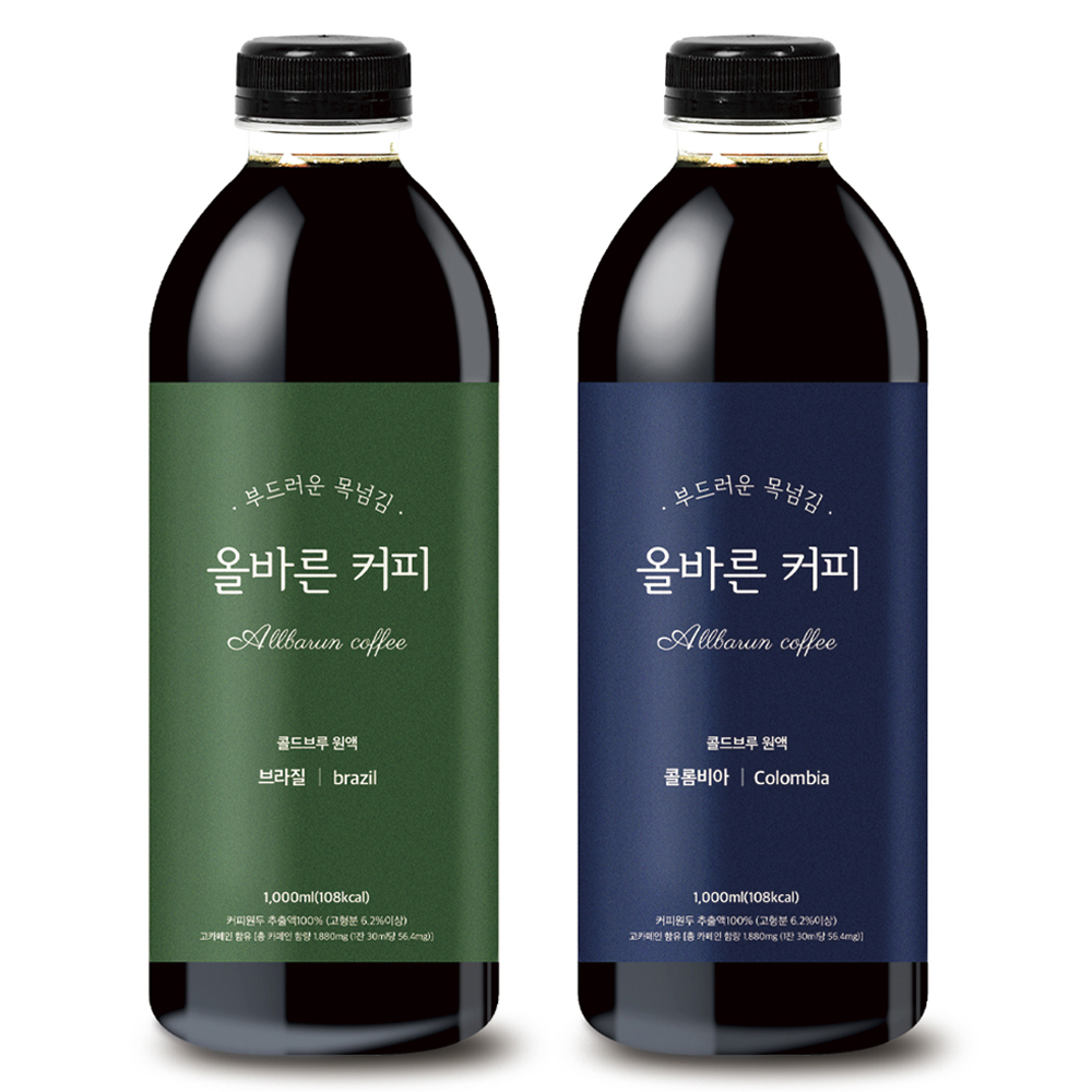 올바른커피 콜드브루 원액 더치커피  브라질 + 콜롬비아 24,000원