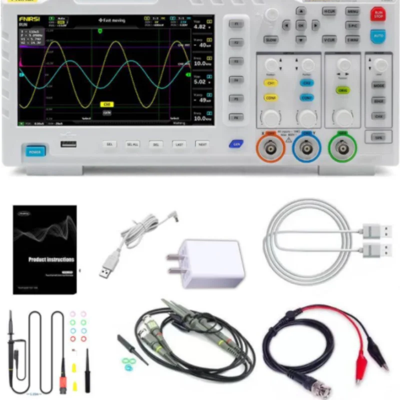 FNIRSI 1014D 디지털 오실로스코프, 2-in-1 듀얼 채널 입력 신호 발생기 데스크탑 1GSa/S 샘플링 속도 100M 260,500원