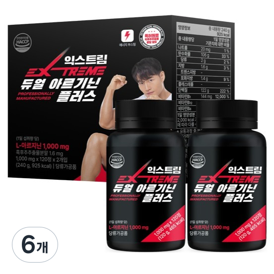 익스트림 듀얼 아르기닌 플러스 1000mg, 120정, 6개 82,500원