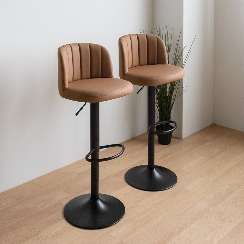 체리브 1+1 몽크 바텐의자 2P 가죽 높이조절 회전가능 아일랜드 홈바의자, 1개, 브라운(1+1) 130,500원