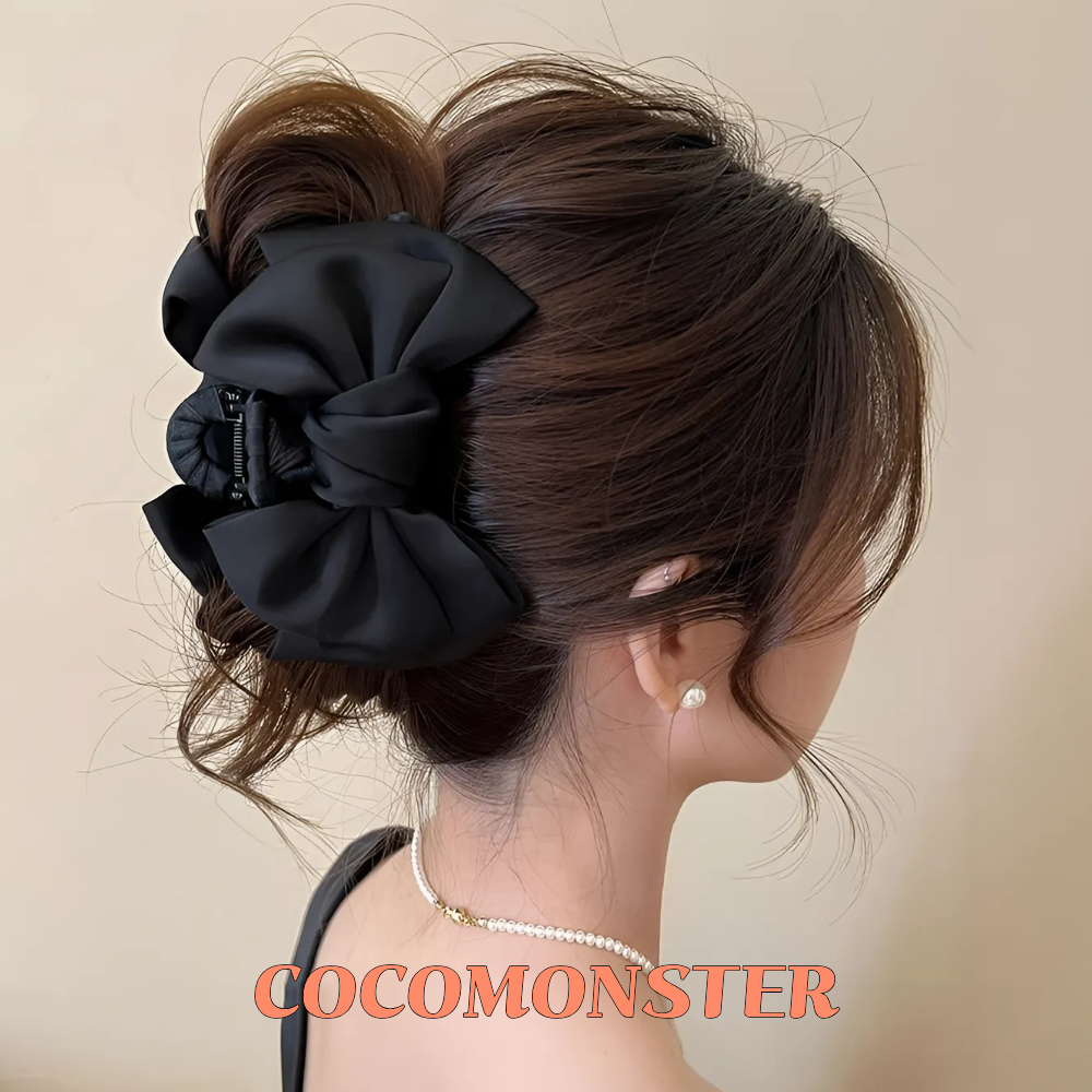 COCOMONSTER 프리미엄 나일론 왕리본 올림머리 헤어 집게핀 반머리 집게핀 13cm 17,900원