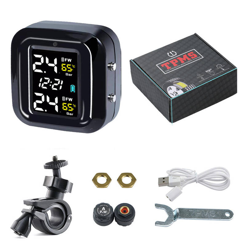 TPMS 오토바이 타이어 압력 모니터링 시스템 LCD 디스플레이 2 개의 외부 센서가있는 모터 온도 알람 35,200원