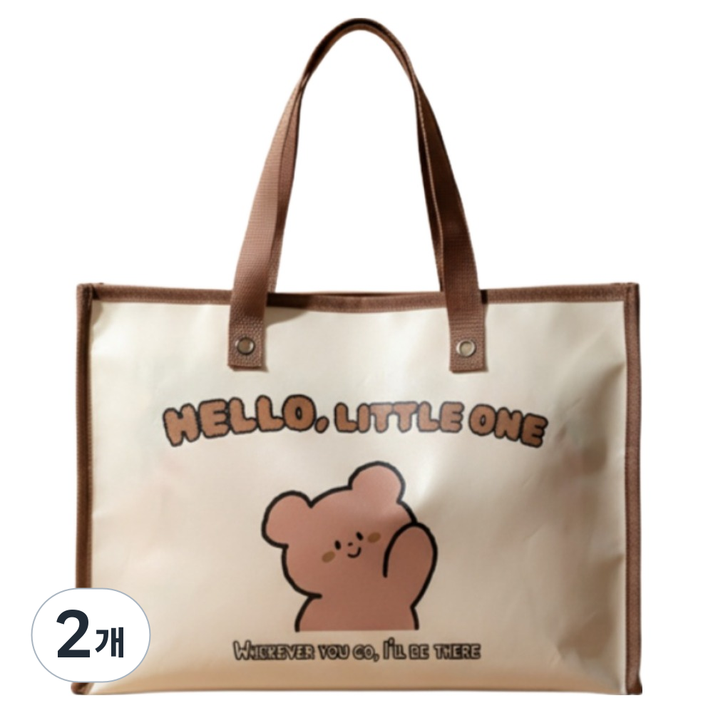 에브리굿 귀여운 캐릭터 타포린 지퍼 가방, 브라운, 2개 9,800원