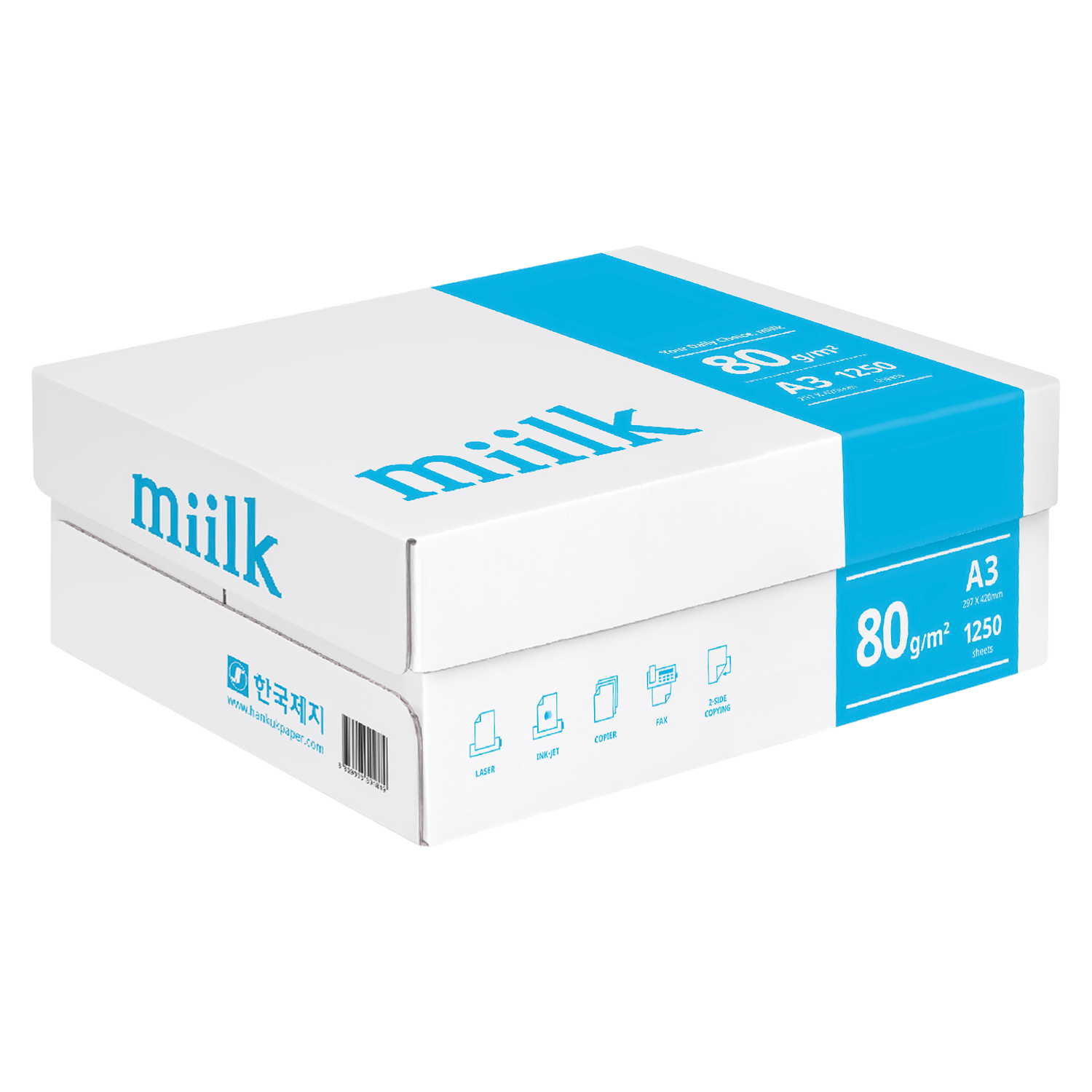 miilk 한국제지 복사용지, A3 1250장, 1박스 24,620원
