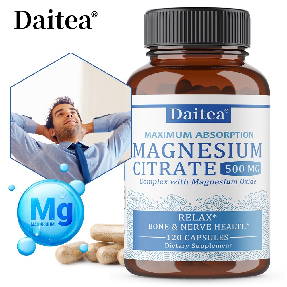 구연산마그네슘캡슐 | 500mg | 흡수율이 높은 마그네슘 보충제로 진정, 릴랙싱, 규칙적인 생활과 소화 | 글루텐 프리, 콩 프리 39,150원