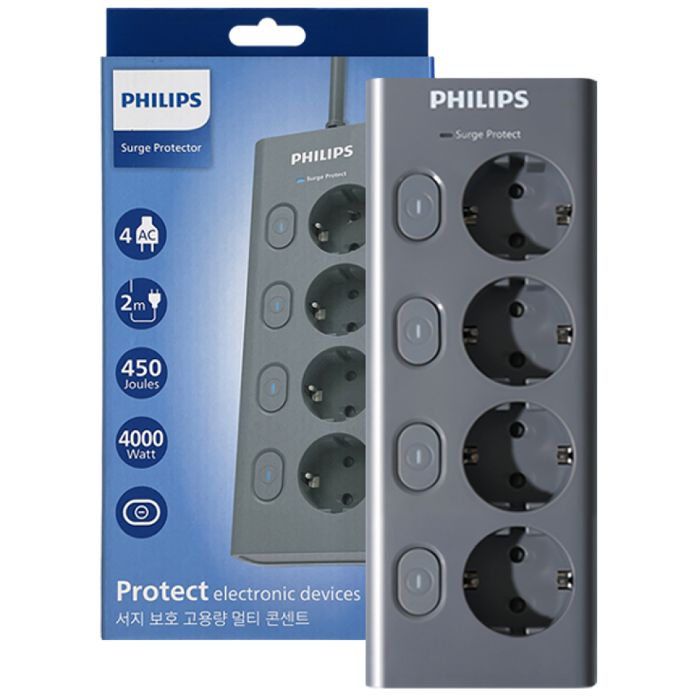 필립스 멀티탭 맥스 서지보호 4구 고용량 개별스위치 과부하차단 26,830원
