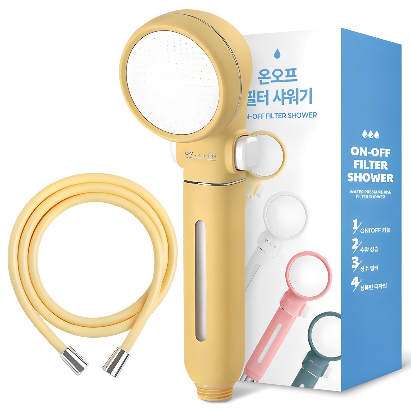 네이쳐리빙 마카롱 온오프 필터 샤워기 + 줄꼬임 PVC 샤워기 호스 2m 25,420원