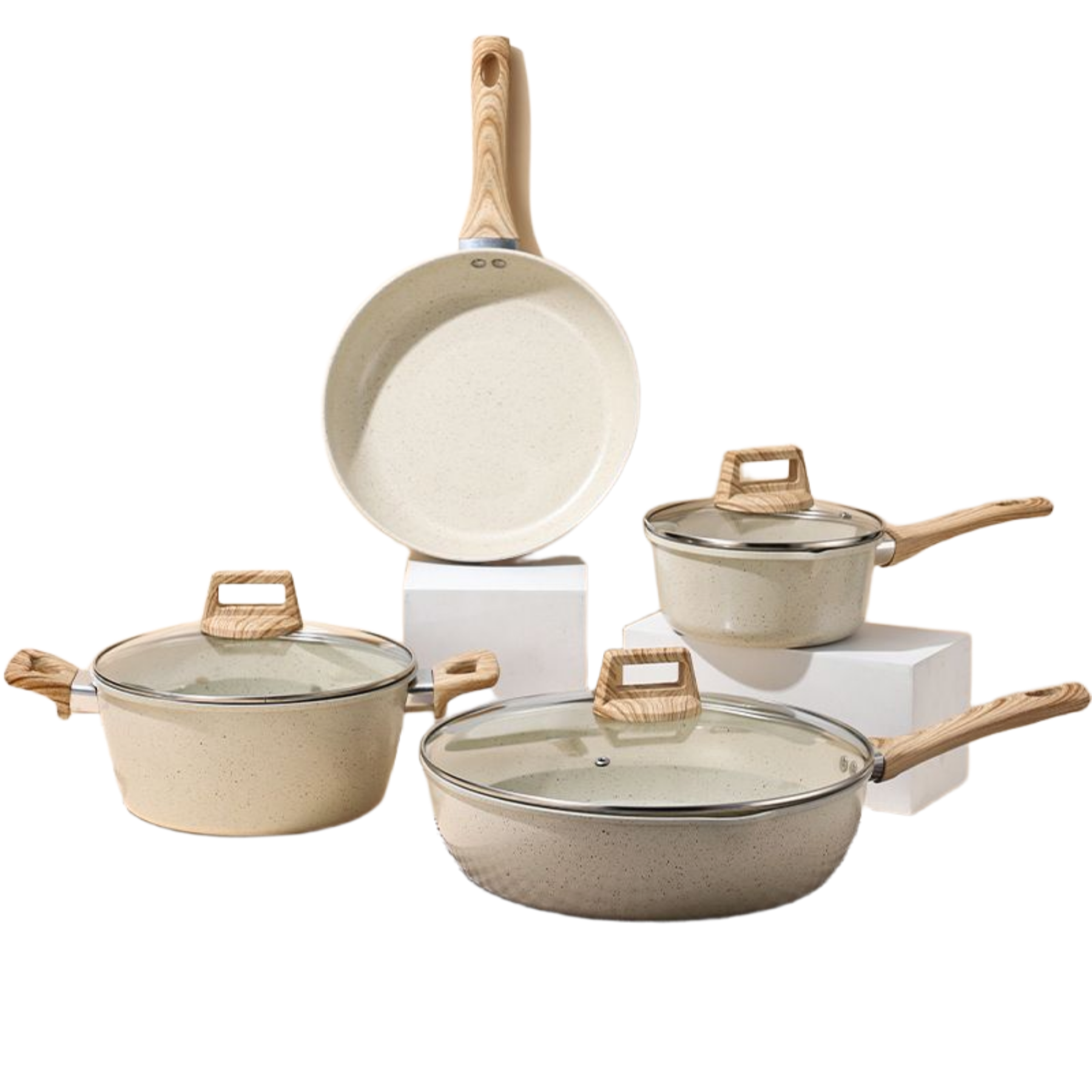 미츠키 우드 고급 손잡이 인덕션 프라이팬 아이보리 냄비 세트, 1세트, 4종, 우드 아이보리 128,900원