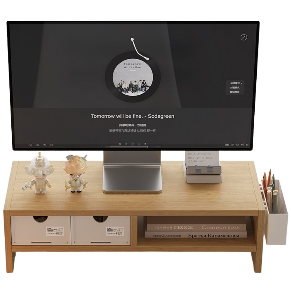 이중 우드 모니터 받침대 서랍과 필통 포함, 1개, 원목색 21,660원