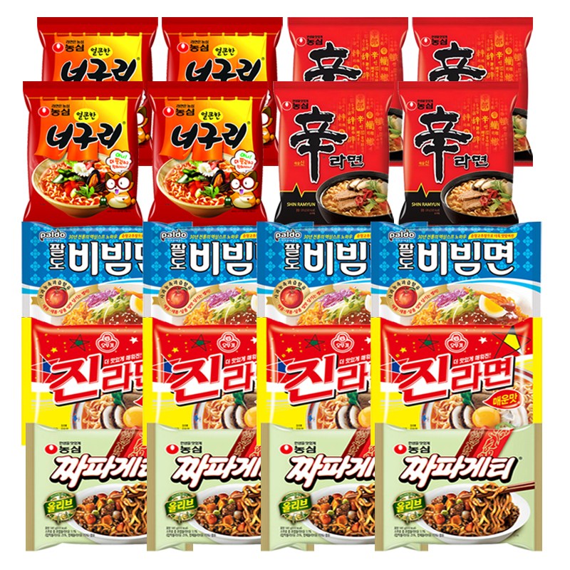 메리박스 봉지라면세트 6호 20개(진라면매운맛4+신라면4+얼큰한너구리4+짜파게티4+팔도비빔면4)+메세지카드 25,810원