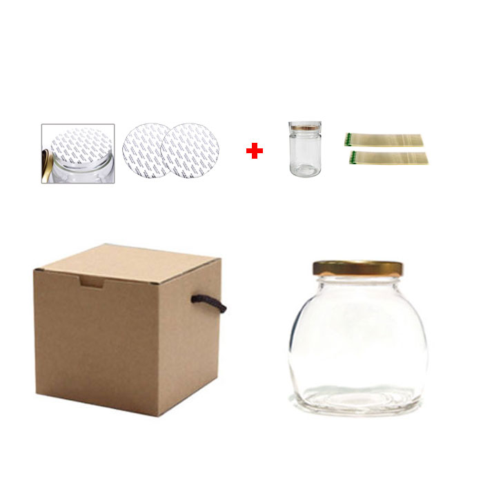 HHmll 국산 유리병 타원형 500ml 1개 + 선물상자 1개 + 실링지 1개 + 수축필름 1개 = 1SET, 블랙, 1세트 3,100원