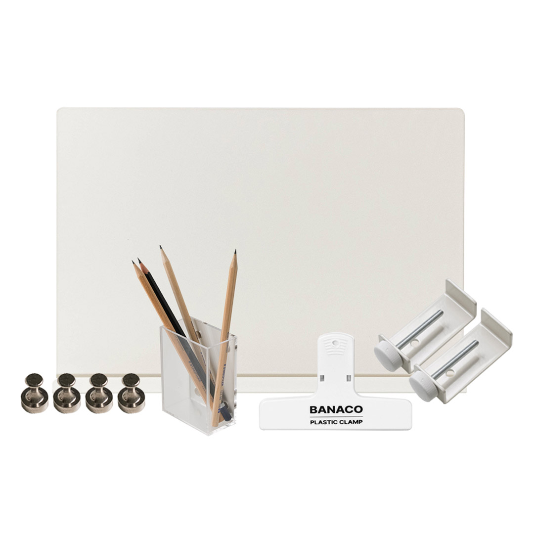 바나코 이지 클램프 데스크 파티션 + 클램프 집게 + 아크릴 펜꽃이 S + 마그네틱 기본핀 4p 세트, 화이트(집게) 46,900원