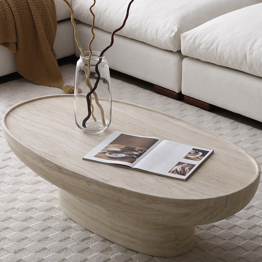 하조이 타원형탁자 유리스틸소재 대리석 무늬 화이트 테이블 361,800원