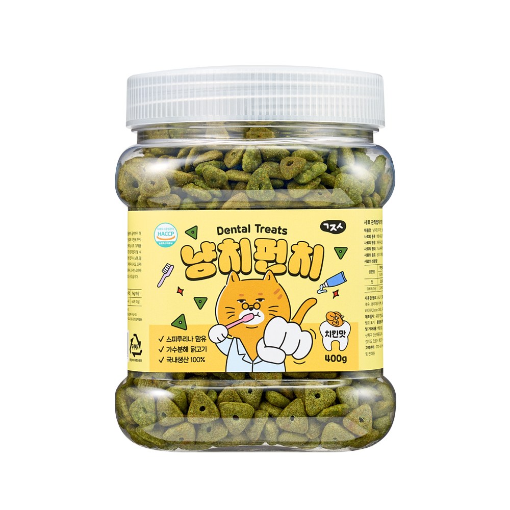 고지식 냥치펀치 고양이 구강관리 이빨과자 대용량 덴탈트릿 간식, 1개, 400g, 치킨맛, 현재가 12,900원