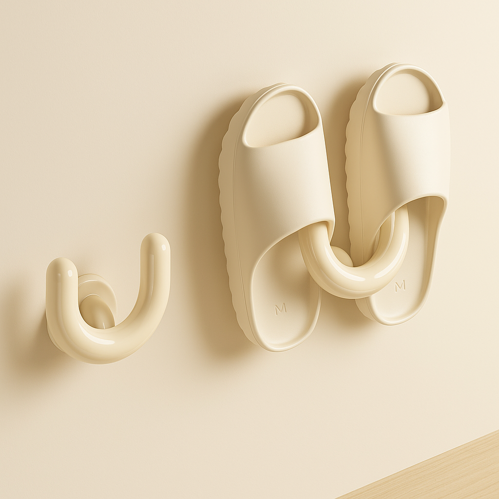 퀄스 무타공 강력 접착식 슬리퍼 거치대, 2개, 크림 16,000원