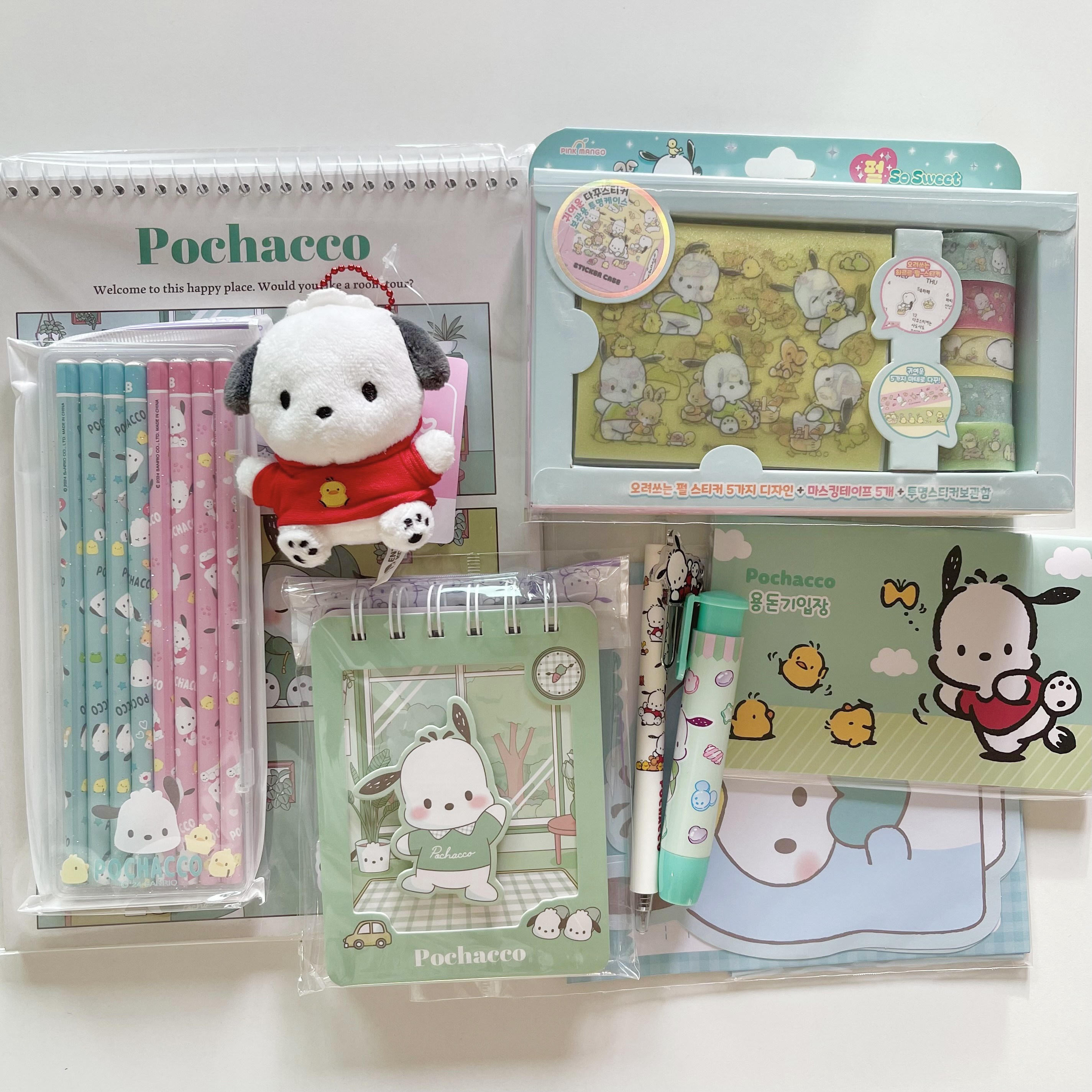 오후꽃 산리오 포차코 문구 선물 세트 학용품 키링 인형, 1개, 포차코세트 38,800원