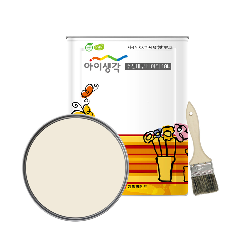 삼화페인트 아이생각 친환경 페인트 벽지 수성 내부 평붓 2인치 세트 69,900원