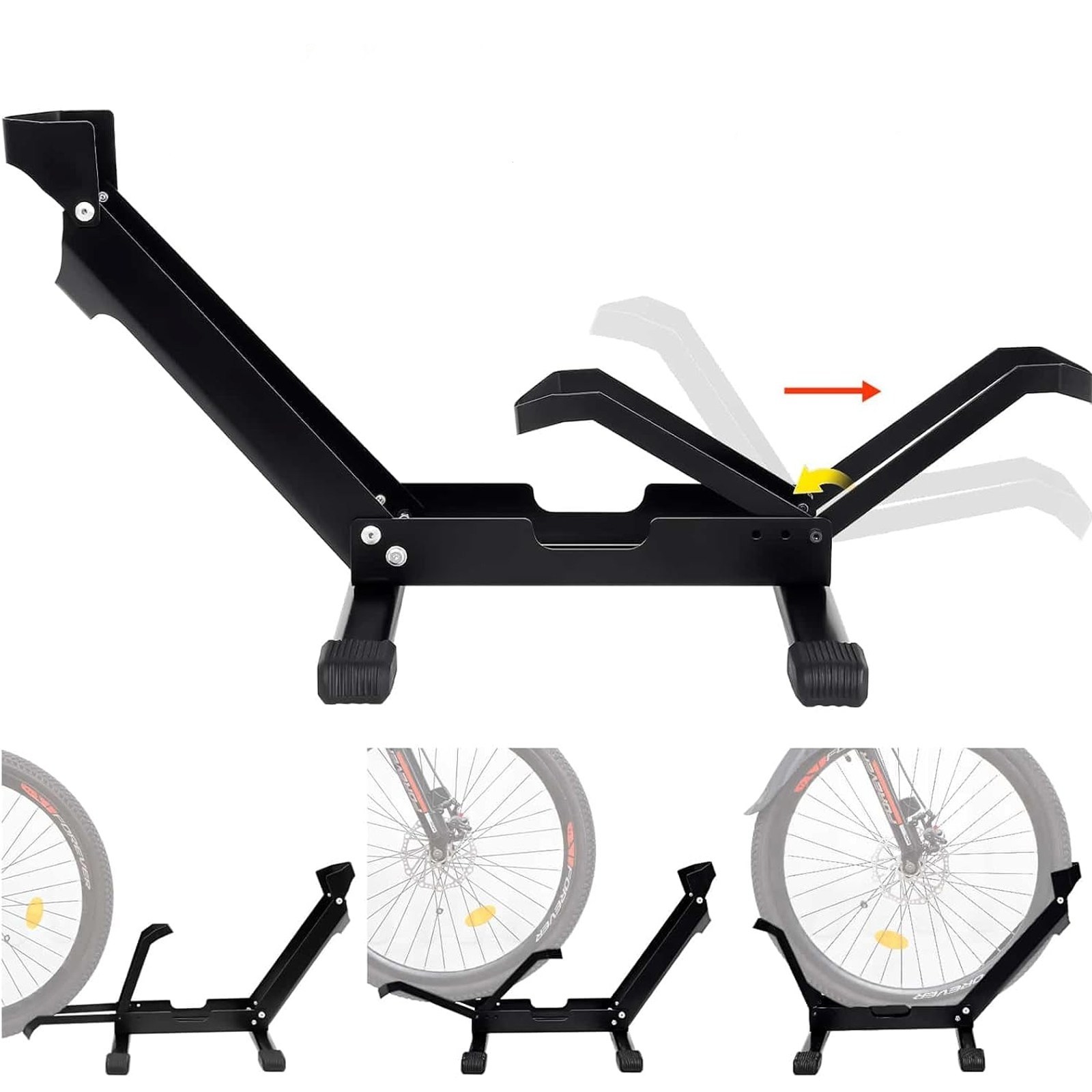CYFIE 다용도 자전거 거치대 딥 U자 안정 설계 앞 뒤바퀴 사용 가능 접이식 바닥형 자전거 스탠드, 블랙 26,000원
