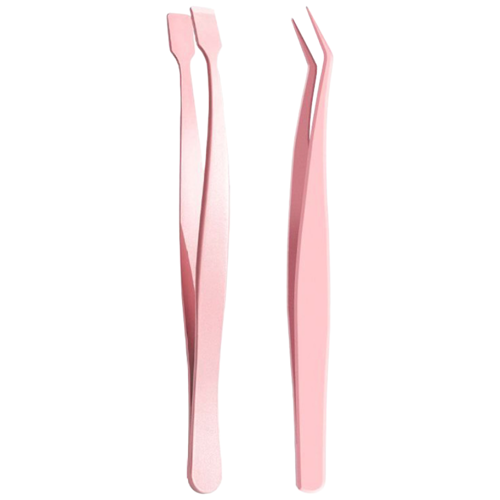 vivarossa 노글루 속눈썹 L자 곡선형 트위저 핀셋 족집게 위 아래 세트, 1세트, 핑크 7,900원