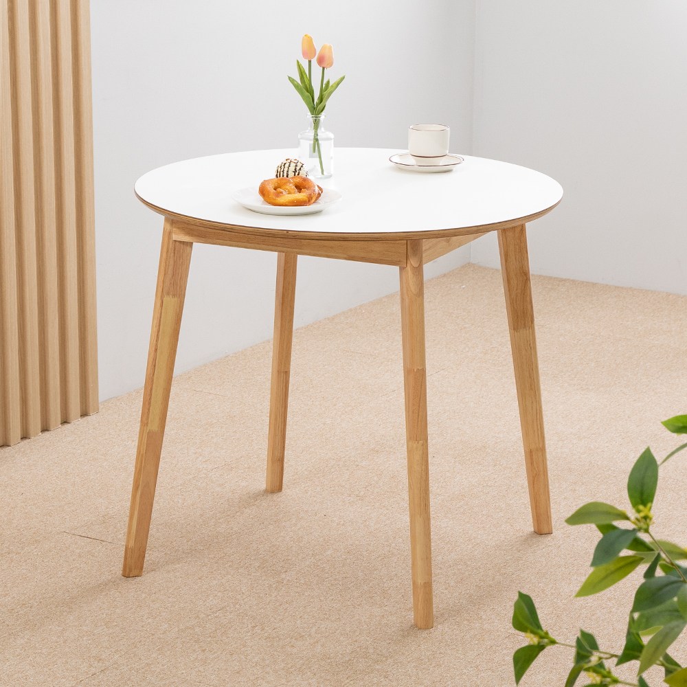 밀키우드 800 원형 4인 화이트 주방 식탁 테이블 HPM, 화이트 85,000원